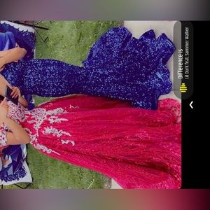 Selling my old prom dress it comes with an cover up it buttons around the neck